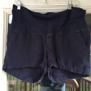 Maternity linen blend blue shorts, small